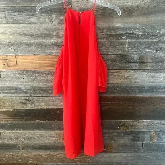 Impeccable Pig Red Cold Shoulder Dress Small - Picture 7 of 8